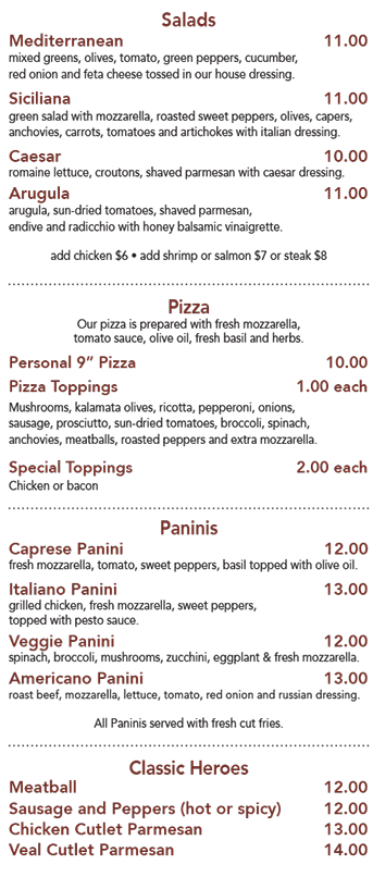 Woodstone Pizza Bar & Grill - 201-845-7600 - Rochelle Park, Nj - Lunch Menu